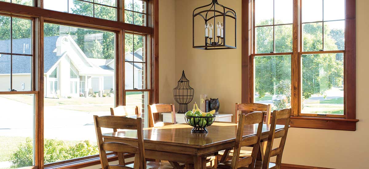 dining room with large windows