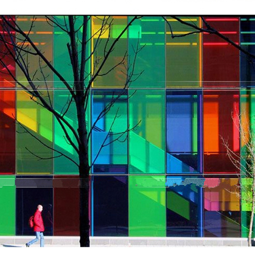colored exterior window film from street view