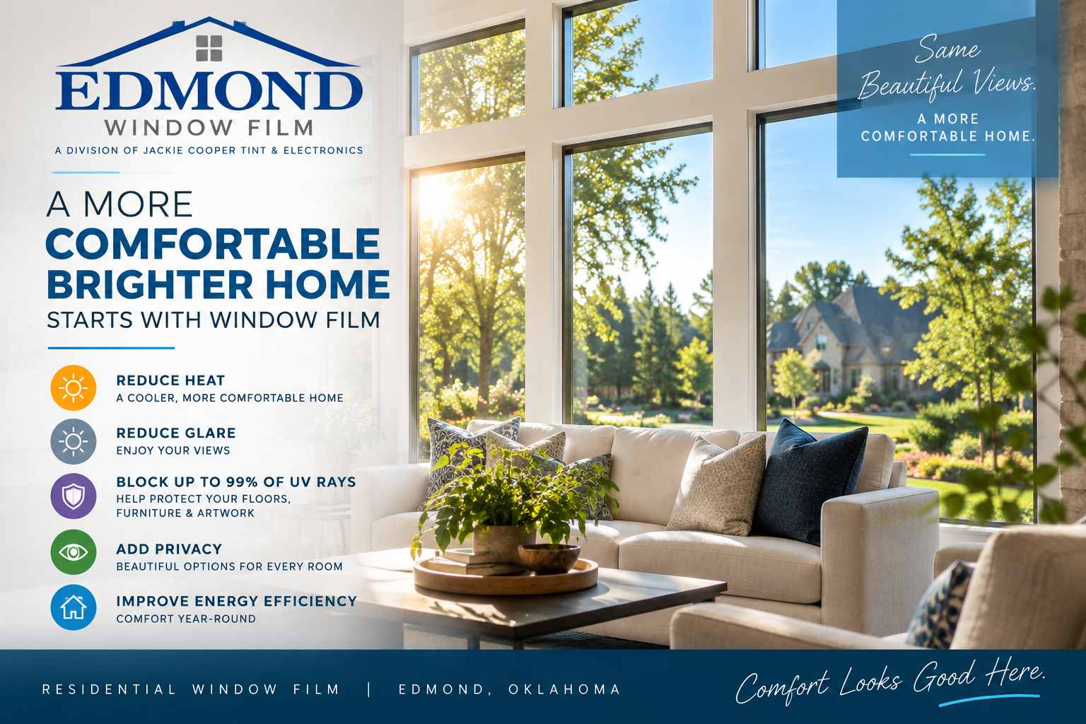 Home Window Film in Edmond, OK: Reduce Heat, Glare & UV Damage Year-Round