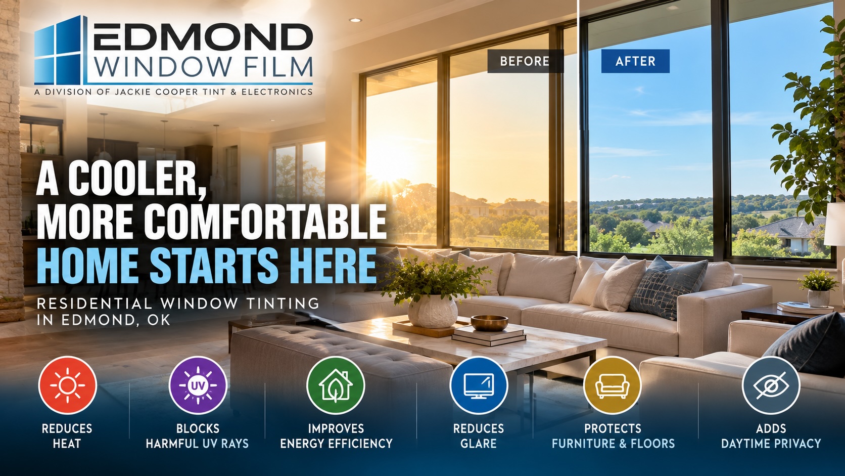 Residential Window Tinting in Edmond, OK: Keep Your Home Cooler, More Comfortable, and Energy Efficient